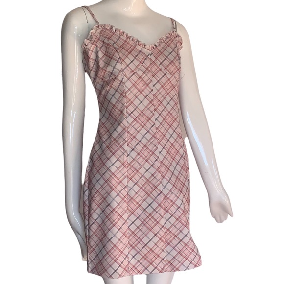 French Kiss Dresses French Kiss Womens Plaid Pink Mini Sleep Dress